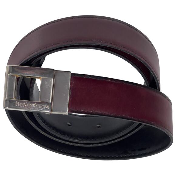 Yves Saint Laurent Brown/Black Reversible Leather Belt Made in Italy Fits 36-40" - Picture 1 of 16
